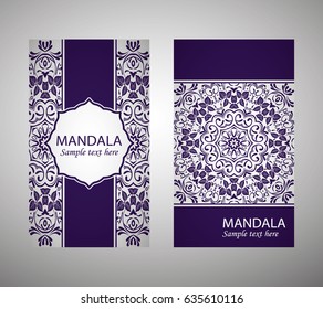 Oriental motif. Hand painted texture background. Set wedding invitations, postcards and business card templates. Decorative card design printing. Vector. EPS 10