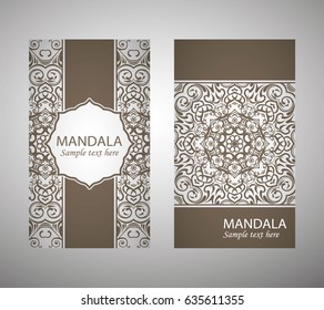 Oriental motif. Hand painted texture background. Set wedding invitations, postcards and business card templates. Decorative card design printing. Vector. EPS 10