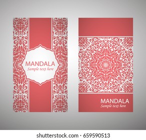 Oriental motif. Hand painted texture background. Set wedding invitations, postcards and business card templates. Decorative card design printing. Vector. EPS 10