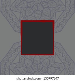Oriental motif square lase pattern on the dark gray background, like snowflake or mehndi paint color background