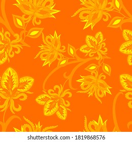 Oriental motives. Seamless pattern with beautiful ethnic flowers, bird and butterly. Floral decoration. Traditional paisley pattern. Textile design texture.Tribal ethnic vintage seamless pattern.