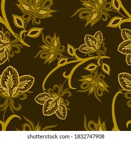 Orientalische Motive. Nahtlose Muster mit schönen ethnischen Blumen und Pisley. Blumendekoration. Traditionelles Paisley-Muster. Textile Design Textur.Stamm ethnische Vintage nahtlose Muster.
