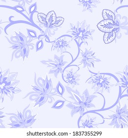 Orientalische Motive. Nahtlose Muster mit schönen ethnischen Blumen und Pisley. Blumendekoration. Traditionelles Paisley-Muster. Textile Design Textur.Stamm ethnische Vintage nahtlose Muster.