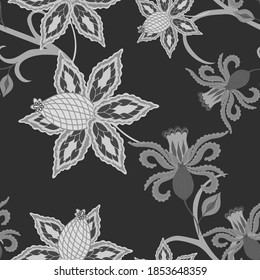 Oriental motives. Seamless pattern with beautiful ethnic flowers and paisley. Floral decoration. Traditional paisley pattern. Textile design texture.Tribal ethnic vintage seamless pattern.	