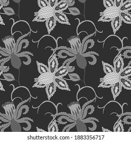 Oriental motives. Seamless pattern with beautiful ethnic flowers and paisley. Floral decoration. Traditional paisley pattern. Textile design texture.Tribal ethnic vintage seamless pattern.	