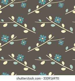 oriental nature seamless vector pattern background illustration with flowers