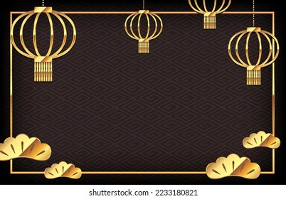 Oriental new year vector banner illustration ( text space )