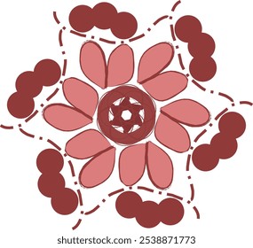 Oriental object pattern isolated spiral curve round cross flower stock illustration. Floral Seamless  a pattern of flowers and leaves.