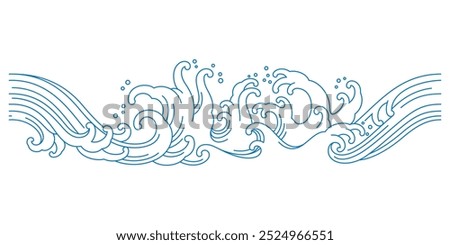 oriental ocean sea waves line art seamless pattern. japanese wave decoration design element