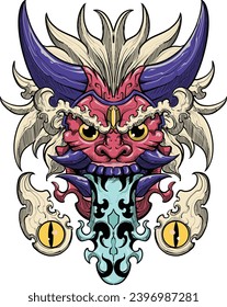 Oriental Oni Mask Vector Set