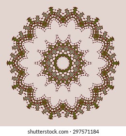 Oriental ornament, colored, with a lot of geometric elements and tiny lines