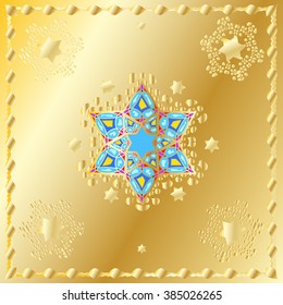 Oriental ornament Gold Holiday Stars of David Luxury foil texture background Decoration Bar Mitzvah Wedding day invitation cards album book cover fashion textile Home Decor Art print Holiday Vector