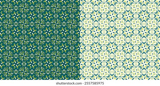 Oriental Ornament Pattern on Green Pastel Neon Theme