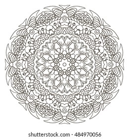 Oriental ornament relaxing coloring. Mandala. Doodle Round figure