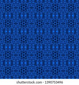 Oriental ornament seamless pattern. Arabian style geometric mosaic. 
Colorful blue abstract vector illustration