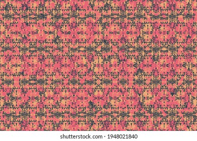 El estilo barroco en el fondo es un adorno oriental sin fisuras. Patrón geométrico de Rhombus amarillo, negro y rosa.