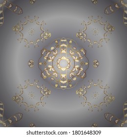 Oriental ornament in the style of baroque. Gray and neutral colors with golden elements. Traditional classic vector golden pattern.