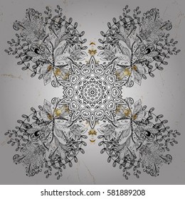 Oriental ornament in the style of baroque. Traditional classic vector golden. White background with golden elements.