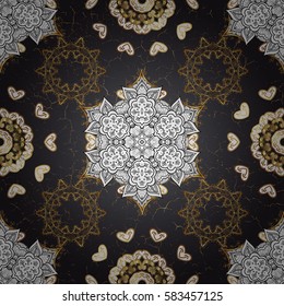 Oriental ornament in the style of baroque. Traditional classic golden pattern. Vector oriental ornament. Golden pattern on blue background with golden elements.
