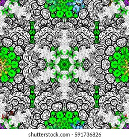 Oriental ornament in the style of baroque. Traditional classic golden pattern. Vector oriental ornament. Golden pattern on green background with golden elements.
