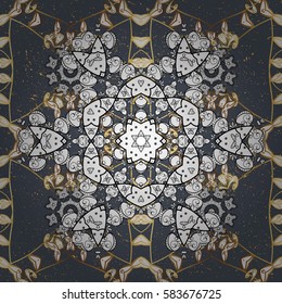 Oriental ornament in the style of baroque. Vector traditional classic golden on gray background.