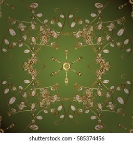 Oriental ornament in the style of baroque. Vector traditional classic golden pattern. Green on background.