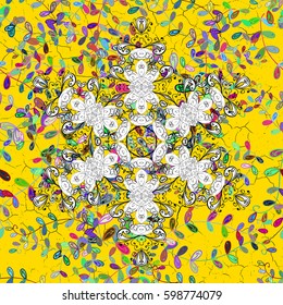 Oriental ornament in the style of baroque. Vector traditional classic golden pattern. Yellow on background.