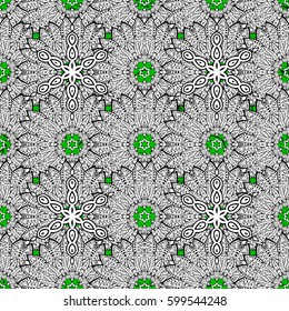 Oriental ornament in the style of baroque. Vector traditional classic white pattern. Green on background.