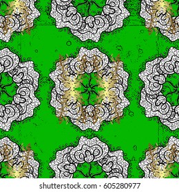 Oriental ornament in the style of baroque. Vector traditional classic golden pattern. Green on background.