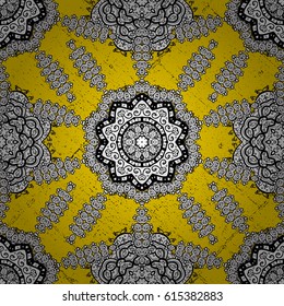 Oriental ornament in the style of baroque. Vector traditional classic golden pattern. Yellow on background.