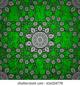 Oriental ornament in the style of baroque. Vector traditional classic white pattern. Green on background.