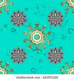 Oriental ornament in the style of baroque. Vector traditional classic golden pattern. Blue on background.