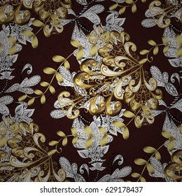 Oriental ornament in the style of baroque. Vector traditional classic golden pattern. Brown on background.