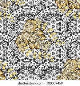 Oriental ornament in the style of baroque. Vector traditional classic golden on white background.