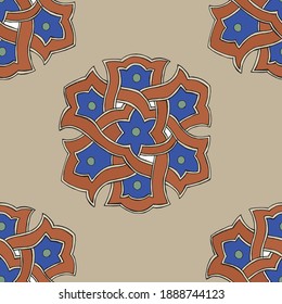 Orientalische Ornamente, Stilisierung, geometrisches Muster, Abstraktion. Grafische, handgezeichnete Illustration. Drucken, Textilien. Vintage, Muster, Farbbuch für Kinder.