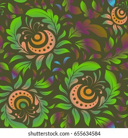 Oriental, ornament. Templates for carpets, textiles, wallpaper and any surface. Vector seamless pattern of green, purple and yellow ornament.