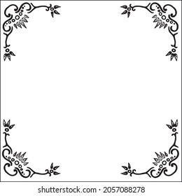 Oriental ornamental frame, decorative border for greeting cards, banners, invitations. Isolated vector illustration.