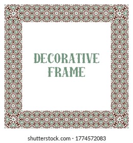 Oriental ornamental frame isolated on white. Arabic design for page decoration. Vector frame of asian mosaic border