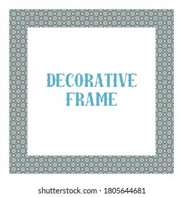 Oriental ornamental frame isolated on white. Arabic design for page decoration. Vector frame of asian mosaic border