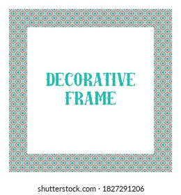 Oriental ornamental frame isolated on white. Arabic design for page decoration. Vector frame of asian mosaic border
