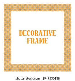 Oriental ornamental frame isolated on white. Arabic design for page decoration. Vector frame of asian mosaic border