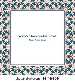 Oriental ornamental mosaic. Arabic design for page decoration. Vector frame of asian mosaic border