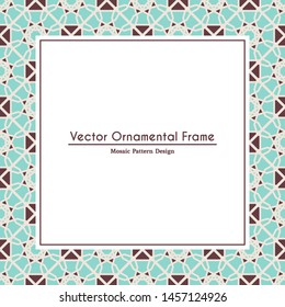 Oriental ornamental mosaic. Arabic design for page decoration. Vector frame of asian mosaic border
