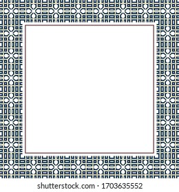 Oriental ornamental mosaic. Arabic design for page decoration. Vector frame of asian mosaic border