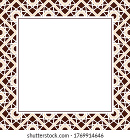 Oriental ornamental mosaic. Arabic design for page decoration. Vector frame of asian mosaic border
