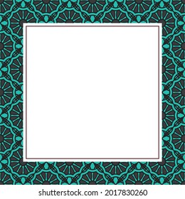 Oriental ornamental mosaic. Arabic design for page decoration. Vector frame of asian mosaic border