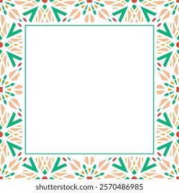 Oriental ornamental mosaic. Arabic design for page decoration. Vector frame of asian mosaic border