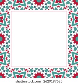 Oriental ornamental mosaic. Arabic design for page decoration. Vector frame of asian mosaic border