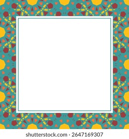 Oriental ornamental mosaic. Arabic design for page decoration. Vector frame of asian mosaic border