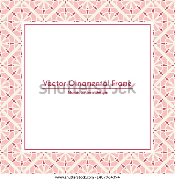 Oriental ornamental mosaic. Arabic
design for page decoration. Vector frame of asian mosaic
border